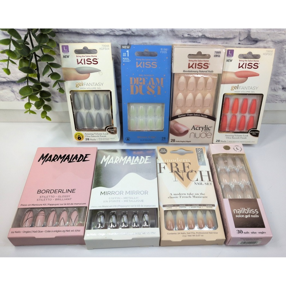 NEW VARIETY LOT 8😍Kiss Marmalade NailBlish Gel Press On Nails Modern French